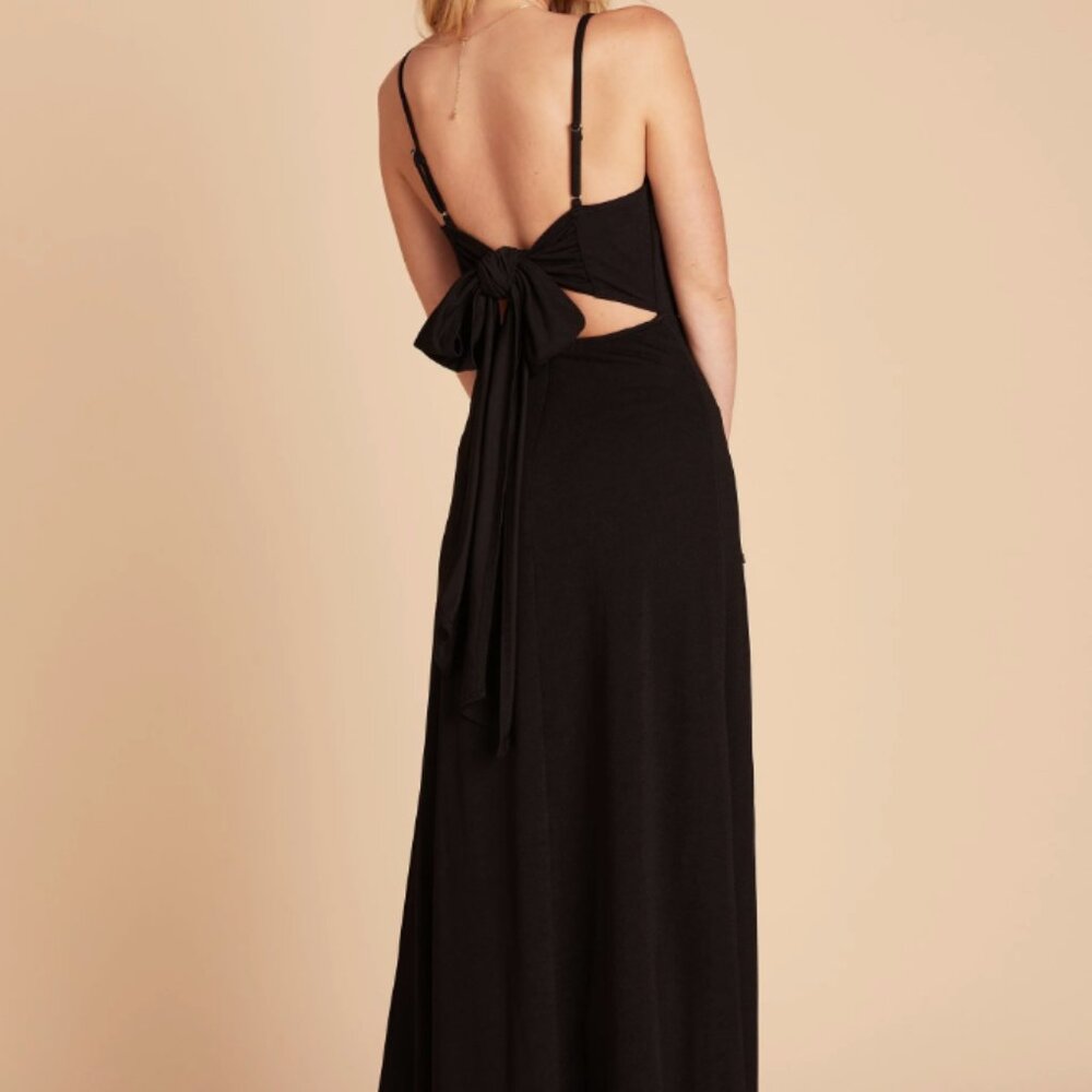 Birdy Grey Black Crepe Benny Maxi Bridesmaid Dress Size XS